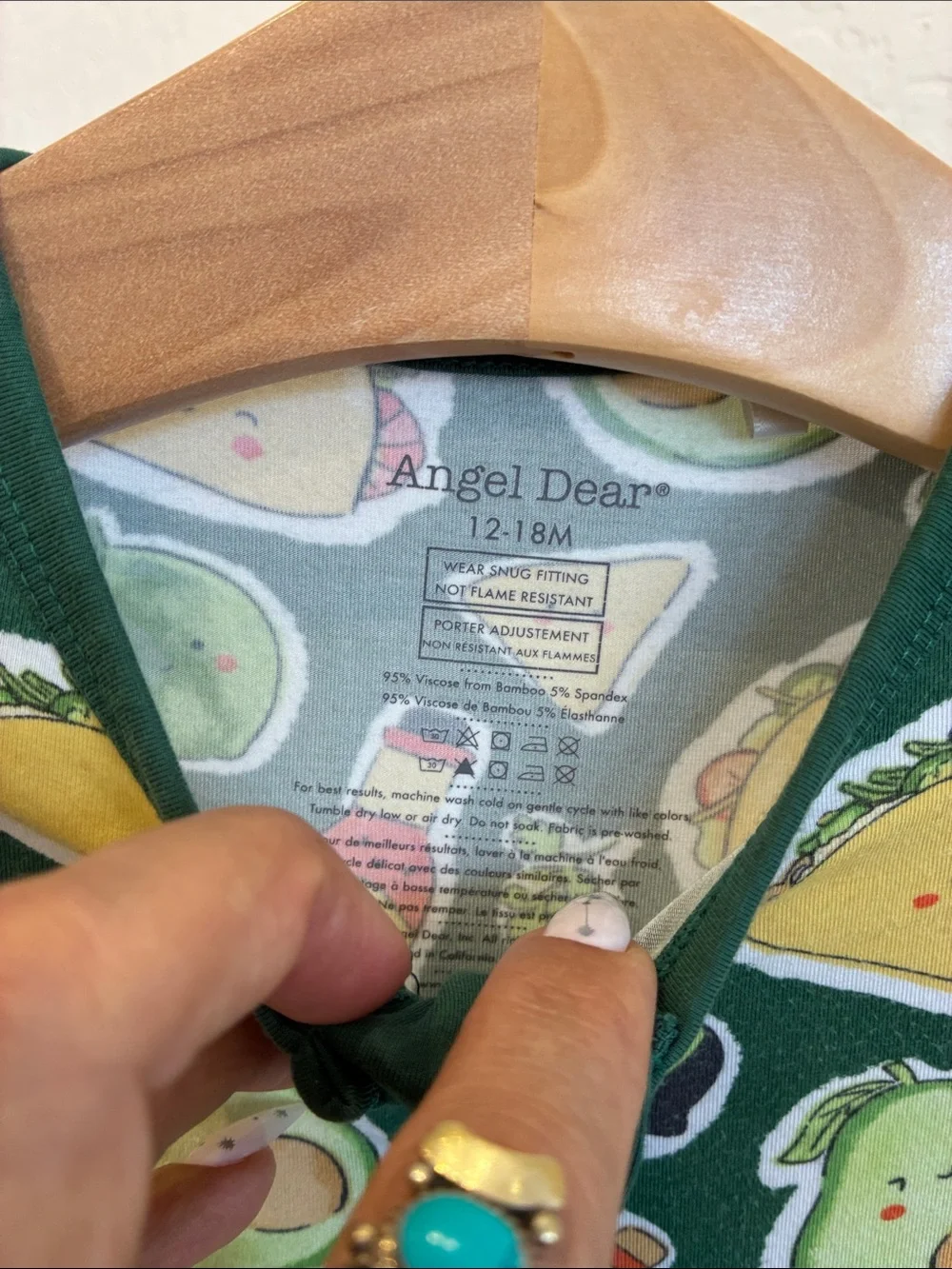 Angel Dear Baby Green Taco & Avocado Footed One-Piece